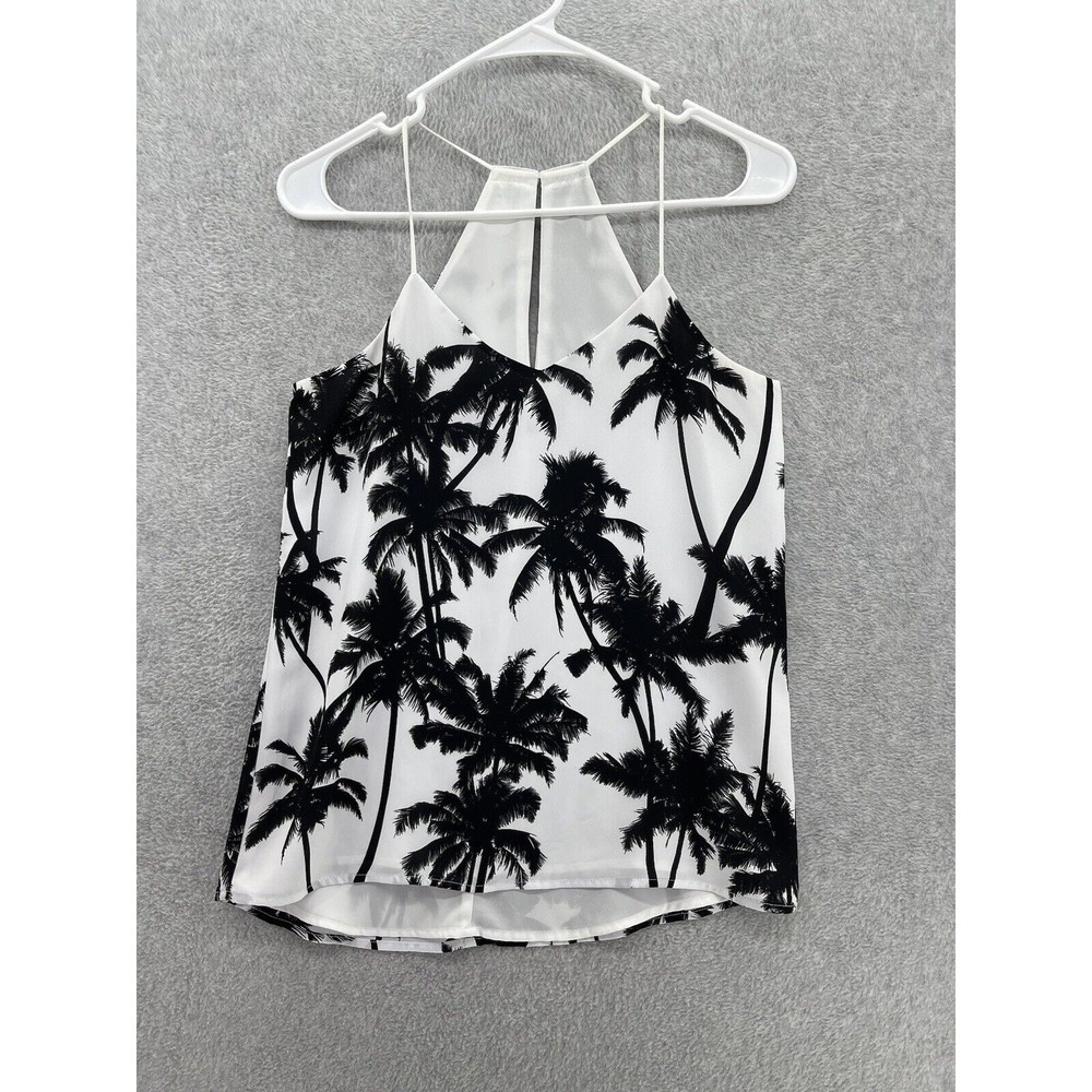 Express Women's Trapeze Blouse Palms Sleeveless Size XS Lined Tank Flowy - Picture 1 of 9